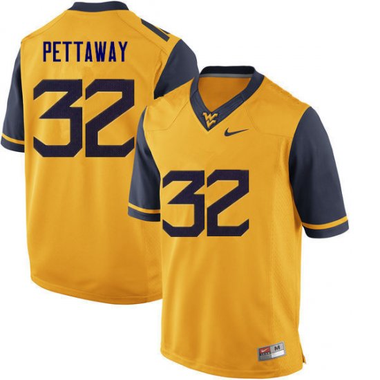 Men's West Virginia Mountaineers NCAA #32 Martell Pettaway Gold Authentic Nike Stitched College Football Jersey GY15K06UL